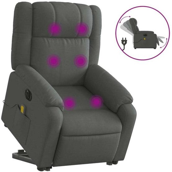 vidaXL Fauteuil de massage électrique avec releveur Tissu gris foncé