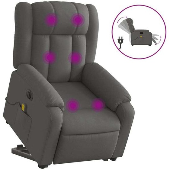vidaXL Fauteuil de massage électrique avec releveur Tissu gris foncé