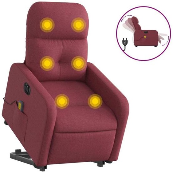 vidaXL Fauteuil de massage électrique avec releveur Tissu rouge vin
