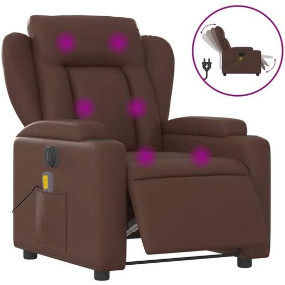 vidaXL Fauteuil de massage électrique brun similicuir