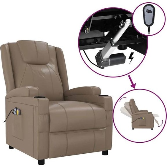 vidaXL Fauteuil de massage électrique Cappuccino-Brun Similicuir