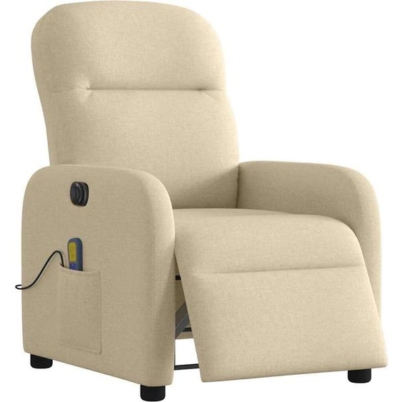 vidaXL Fauteuil de massage électrique Crème Tissu