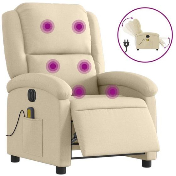 vidaXL Fauteuil de massage électrique Crème Tissu