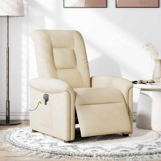 vidaXL Fauteuil de massage électrique Crème Tissu
