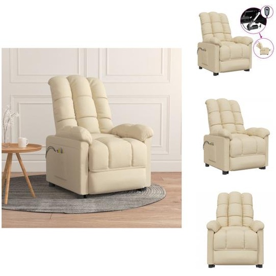 vidaXL Fauteuil de massage électrique Crème Tissu - Fauteuil de massage