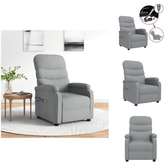 vidaXL Fauteuil de massage électrique Gris clair Tissu - Fauteuil de massage