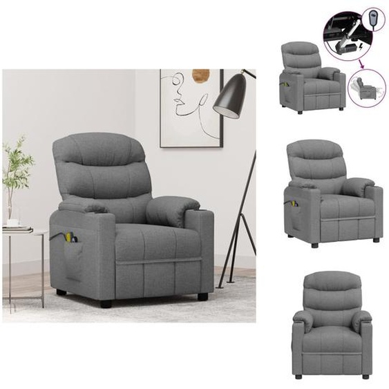 vidaXL Fauteuil de massage électrique Gris clair Tissu - Fauteuil de massage