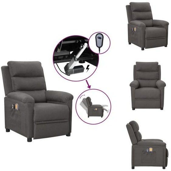 vidaXL Fauteuil de massage électrique gris foncé Tissu - Fauteuil de massage