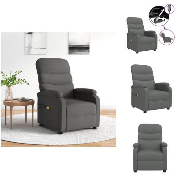 vidaXL Fauteuil de massage électrique gris foncé Tissu - Fauteuil de massage