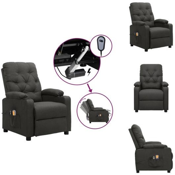 vidaXL Fauteuil de massage électrique gris foncé Tissu - Fauteuil de massage