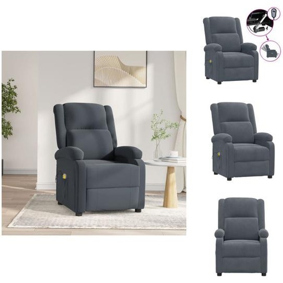 vidaXL Fauteuil de massage électrique gris foncé velours - Fauteuil de massage