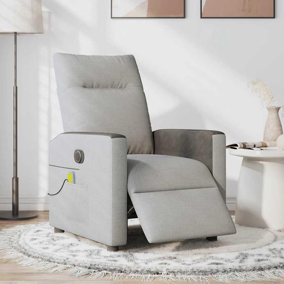 vidaXL Fauteuil de massage électrique gris nuageux Tissu