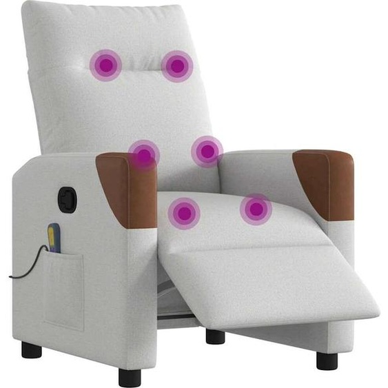 vidaXL Fauteuil de massage électrique gris nuageux Tissu