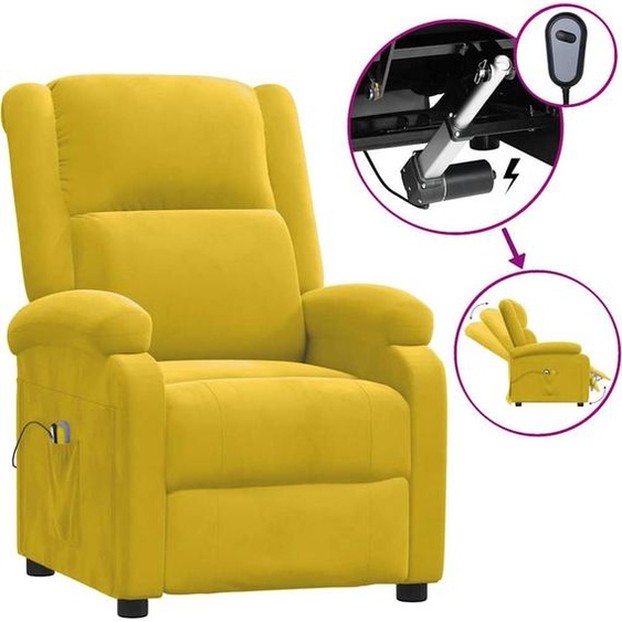 vidaXL Fauteuil de massage électrique jaune velours
