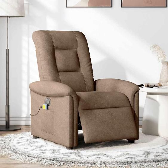 vidaXL Fauteuil de massage électrique Marron Tissu