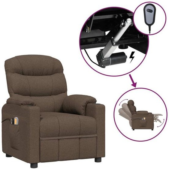 vidaXL Fauteuil de massage électrique Marron Tissu
