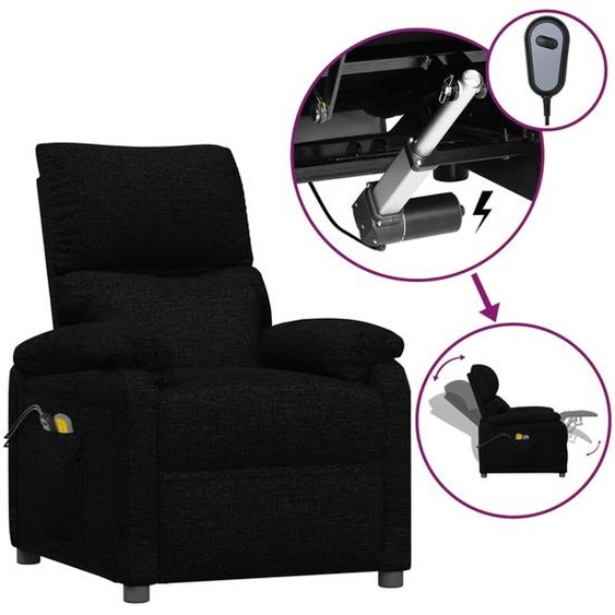 vidaXL Fauteuil de massage électrique noir tissu