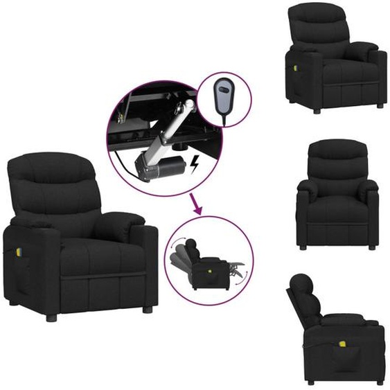 vidaXL Fauteuil de massage électrique noir tissu - Fauteuil de massage