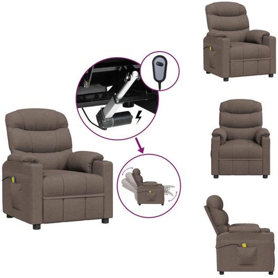 vidaXL Fauteuil de massage électrique Taupe Tissu - Fauteuil de massage