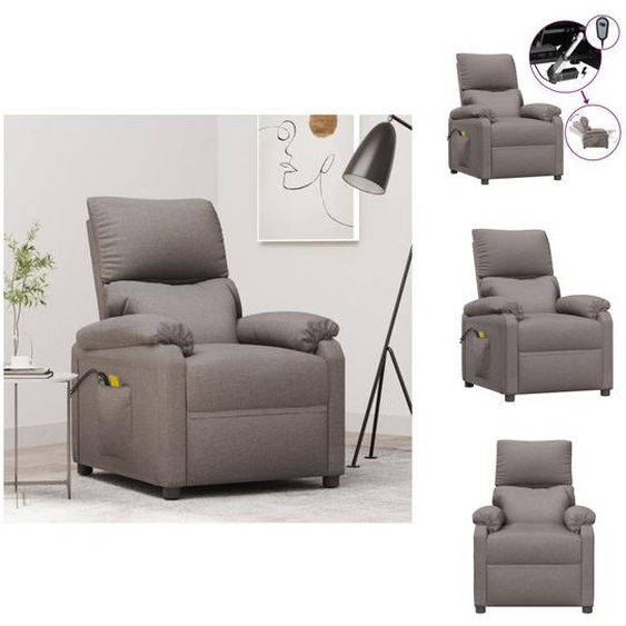 vidaXL Fauteuil de massage électrique Taupe Tissu - Fauteuil de massage