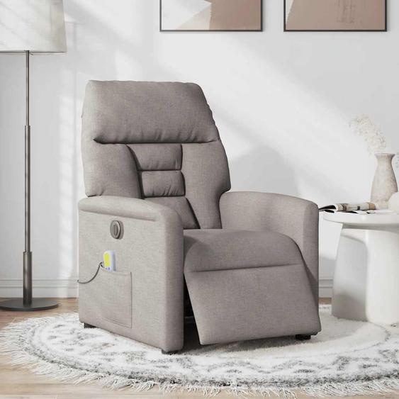 vidaXL Fauteuil de massage électrique Taupe Tissu