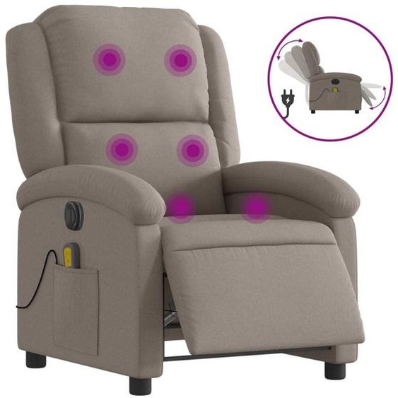 vidaXL Fauteuil de massage électrique Taupe Tissu