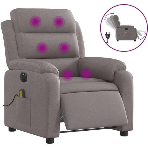 vidaXL Fauteuil de massage électrique Taupe Tissu