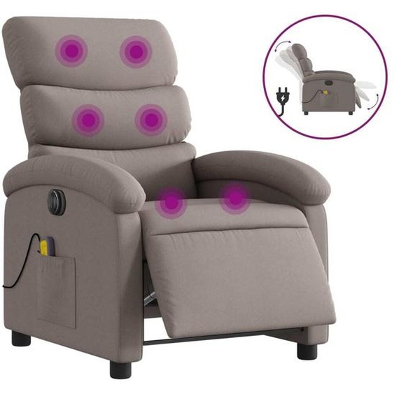 vidaXL Fauteuil de massage électrique Taupe Tissu