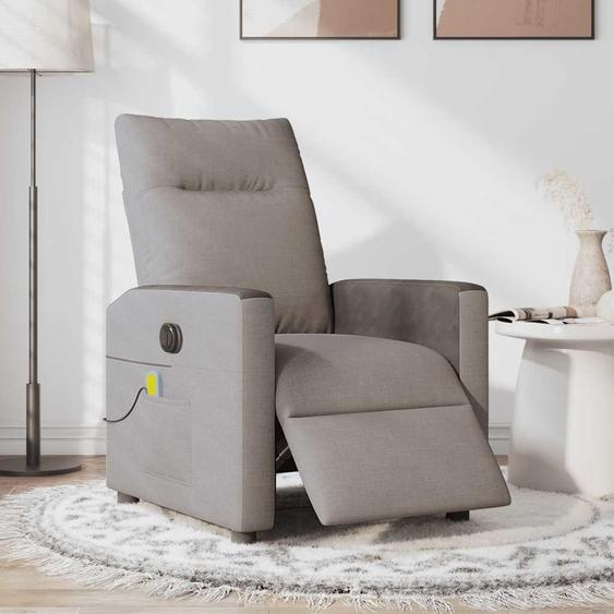 vidaXL Fauteuil de massage électrique Taupe Tissu