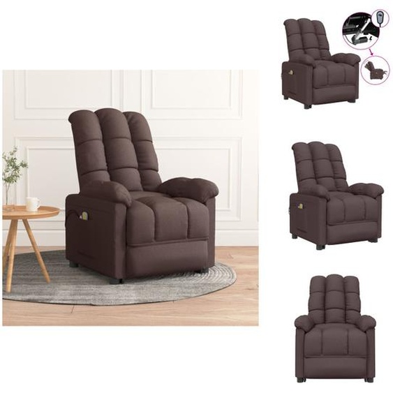 vidaXL Fauteuil de massage électrique Tissu brun foncé - Fauteuil de massage