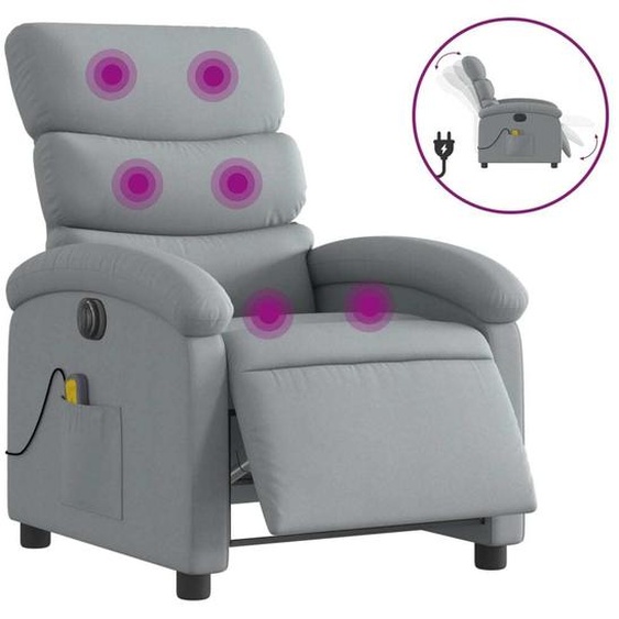 vidaXL Fauteuil de massage électrique Tissu gris clair