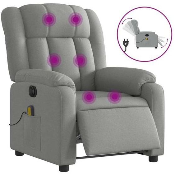vidaXL Fauteuil de massage électrique Tissu gris clair