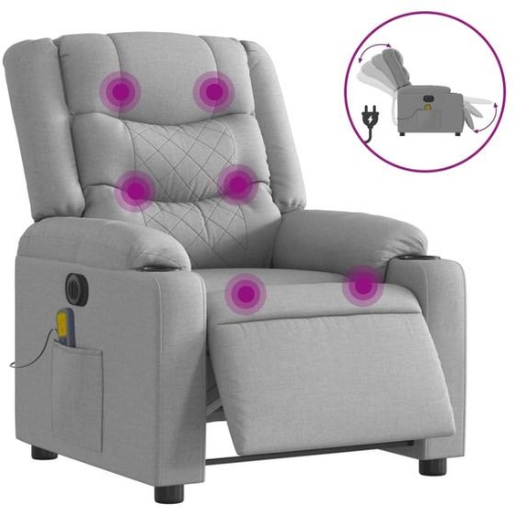 vidaXL Fauteuil de massage électrique Tissu gris clair