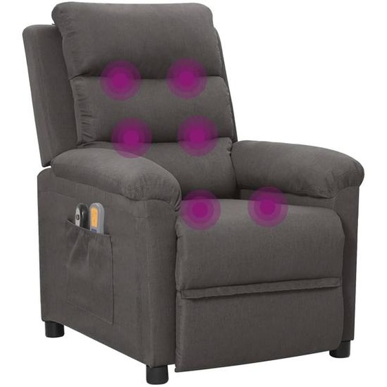 vidaXL Fauteuil de massage électrique Tissu gris foncé