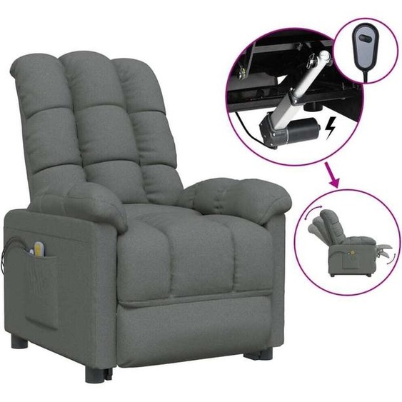 vidaXL Fauteuil de massage électrique Tissu gris foncé