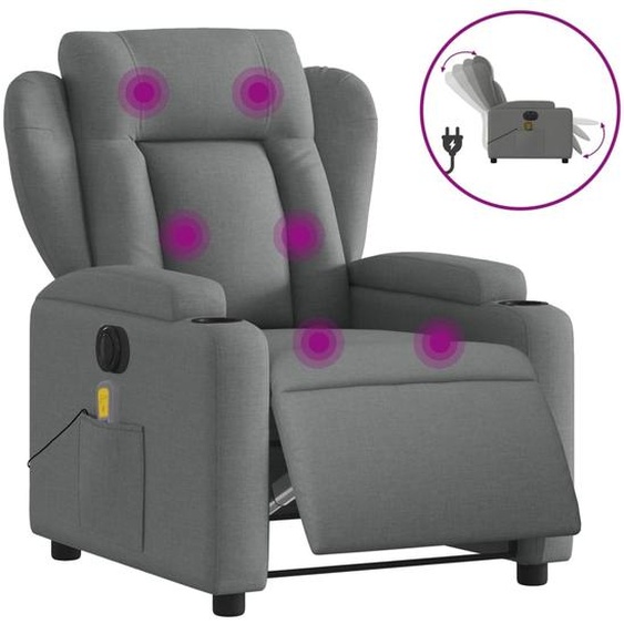vidaXL Fauteuil de massage électrique Tissu gris foncé