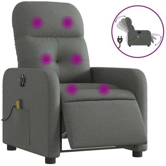 vidaXL Fauteuil de massage électrique Tissu gris foncé