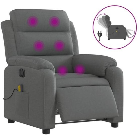 vidaXL Fauteuil de massage électrique Tissu gris foncé