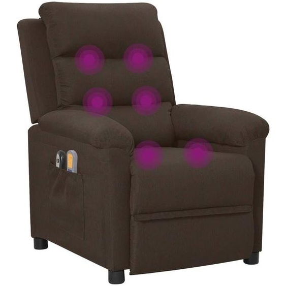 vidaXL Fauteuil de massage électrique Tissu marron foncé