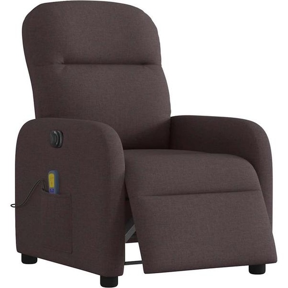 vidaXL Fauteuil de massage électrique Tissu marron foncé