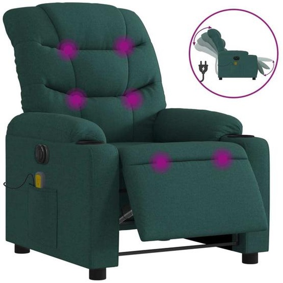 vidaXL Fauteuil de massage électrique Vert foncé Tissu
