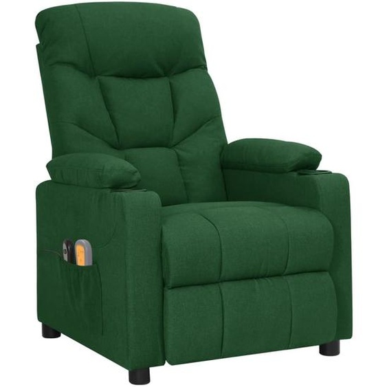 vidaXL Fauteuil de massage électrique Vert foncé Tissu