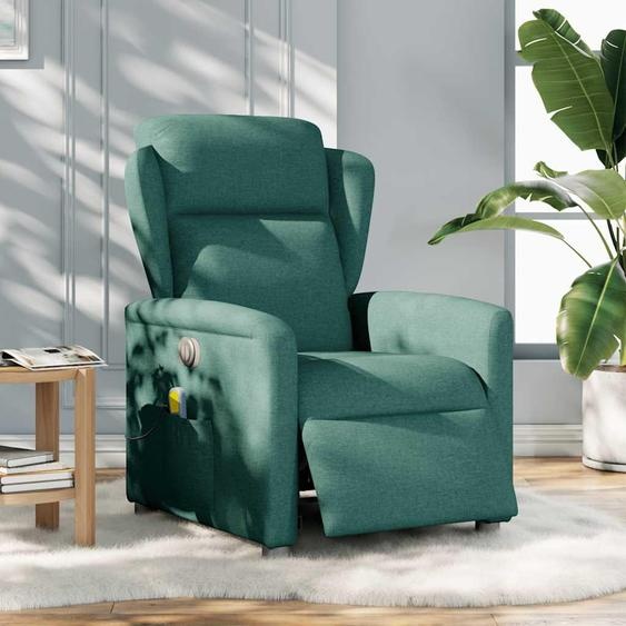 vidaXL Fauteuil de massage électrique Vert foncé Tissu