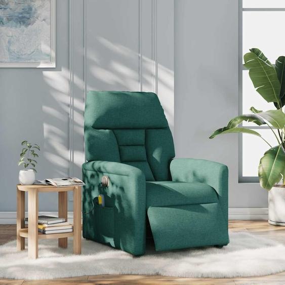 vidaXL Fauteuil de massage électrique Vert foncé Tissu
