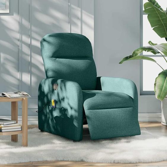 vidaXL Fauteuil de massage électrique Vert foncé Tissu