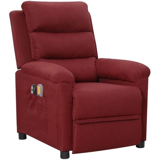 vidaXL Fauteuil de massage électrique vin rouge tissu