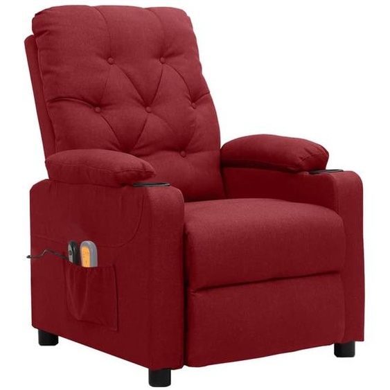 vidaXL Fauteuil de massage électrique vin rouge tissu