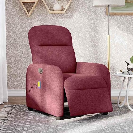 vidaXL Fauteuil de massage électrique vin rouge tissu