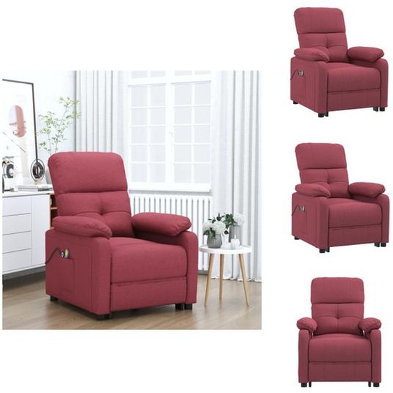 vidaXL Fauteuil de massage électrique vin rouge tissu - Fauteuil de massage