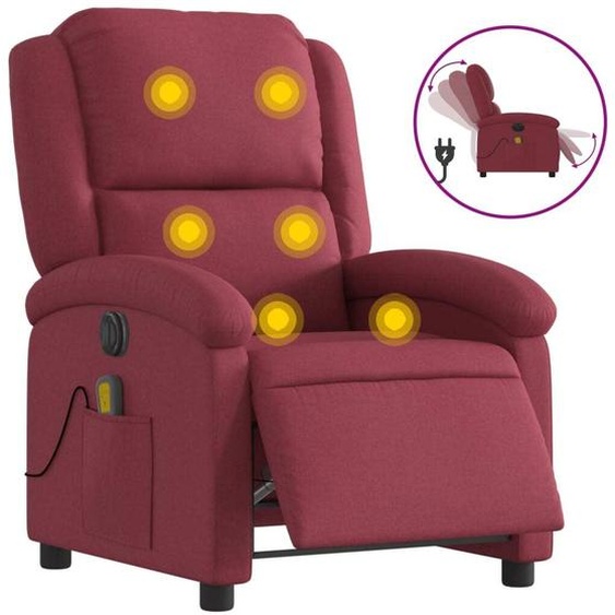 vidaXL Fauteuil de massage électrique vin rouge tissu